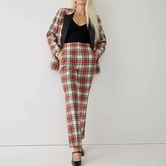 J Crew Willa Cropped Flare Pant in Snowy Stewart Tartan Wool Blend 8P - Picture 4 of 15